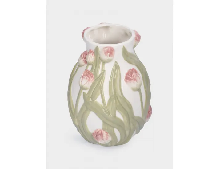 Ваза для цветов 19 см молочная Розовые тюльпаны Anna Lafarg Tulip