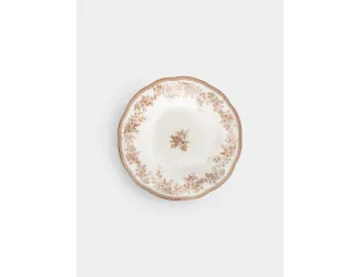 Тарелка суповая, 22х4 см, 600 мл, фарфор P, белая, Коричневые цветы, Burgundy