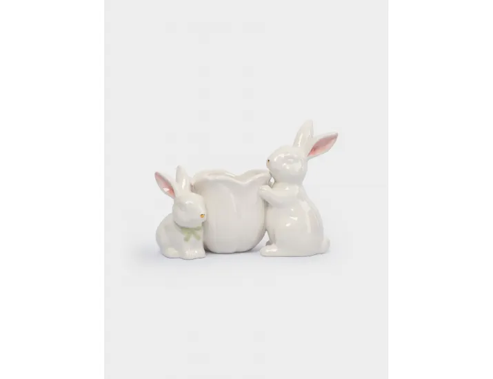 Конфетница 19х15 см молочно-золотистая Кролики с цветком Anna Lafarg White Rabbit