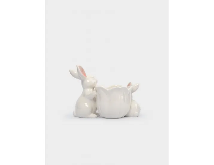 Конфетница 19х15 см молочно-золотистая Кролики с цветком Anna Lafarg White Rabbit