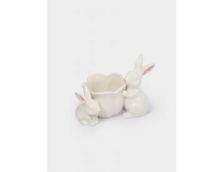 Конфетница 19х15 см молочно-золотистая Кролики с цветком Anna Lafarg White Rabbit