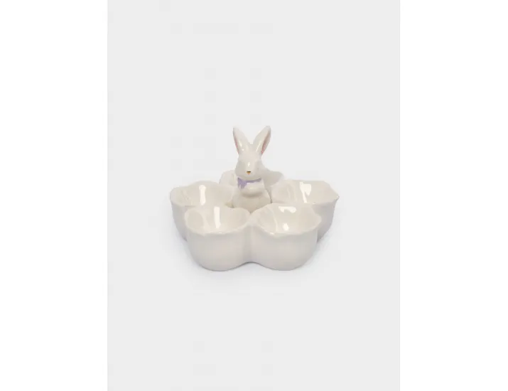 Блюдо пасхальное 12х9 см 5 отделений молочно-золотистое Anna Lafarg Кролик в цветах White Rabbit