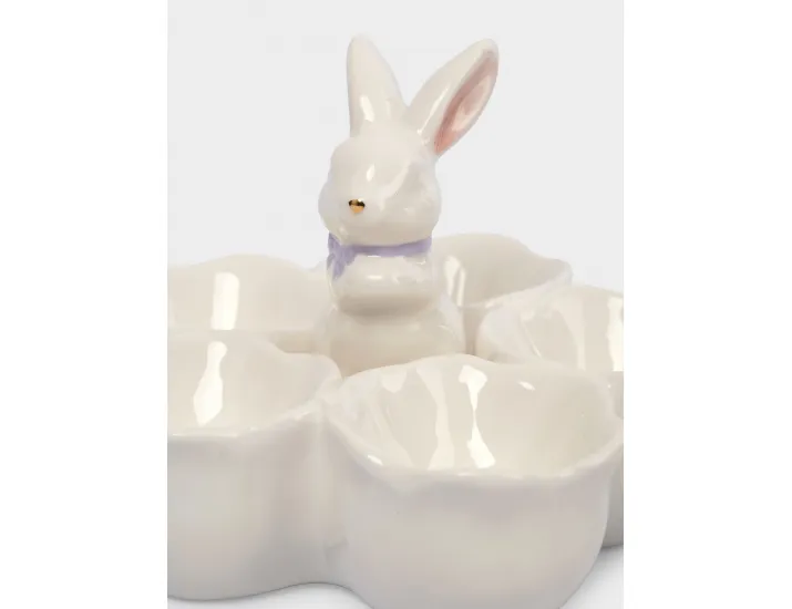 Блюдо пасхальное 12х9 см 5 отделений молочно-золотистое Anna Lafarg Кролик в цветах White Rabbit