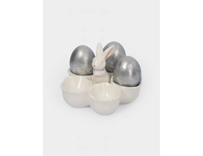 Блюдо пасхальное 12х9 см 5 отделений молочно-золотистое Anna Lafarg Кролик в цветах White Rabbit