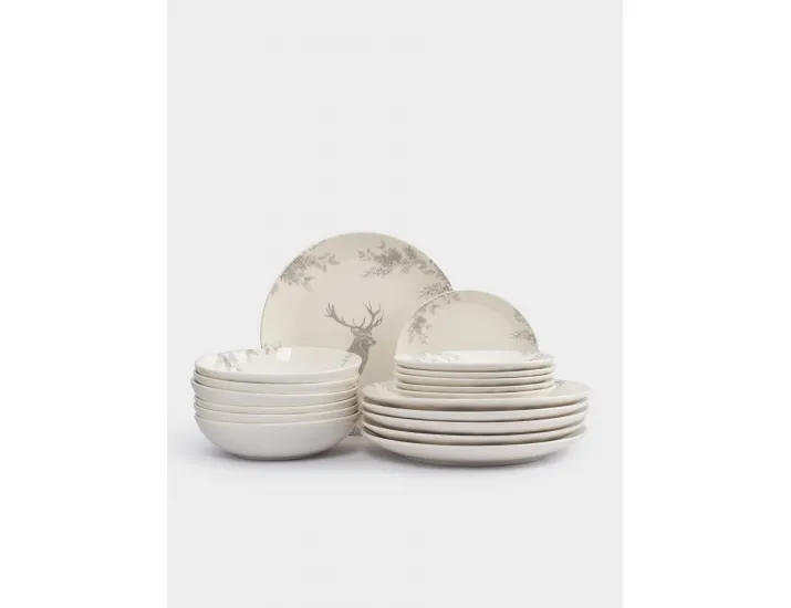 Сервиз обеденный 6 персон 18 предметов Олень и шишки Anna Lafarg Maral grey