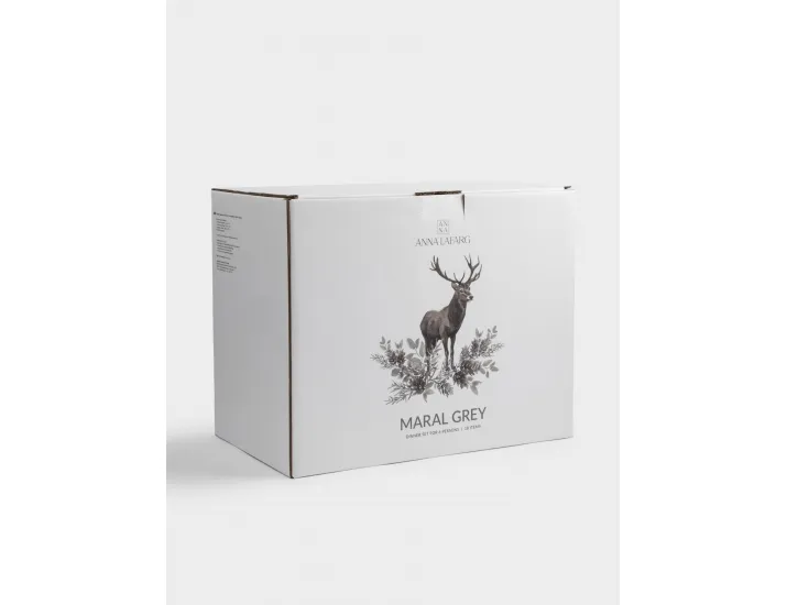 Сервиз обеденный 6 персон 18 предметов Олень и шишки Anna Lafarg Maral grey