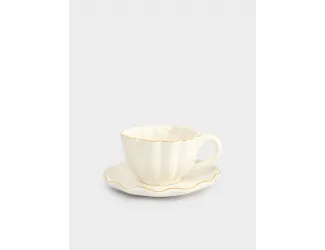 Пара чайная, 1 перс, 2 пр, 370 мл, керамика, с золотистым кантом, Волнистый край, Blossom