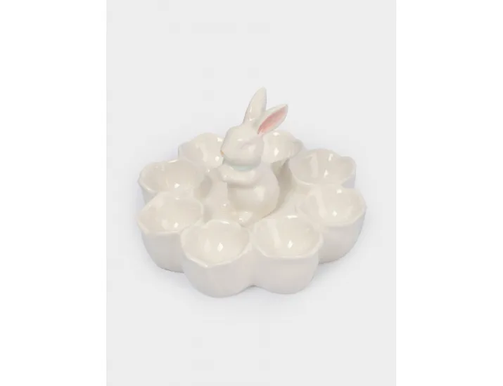 Блюдо пасхальное 18х12 см 8 отделений молочно-золотистое Anna Lafarg Кролик в цветах White Rabbit