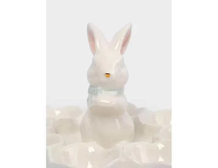 Блюдо пасхальное 18х12 см 8 отделений молочно-золотистое Anna Lafarg Кролик в цветах White Rabbit