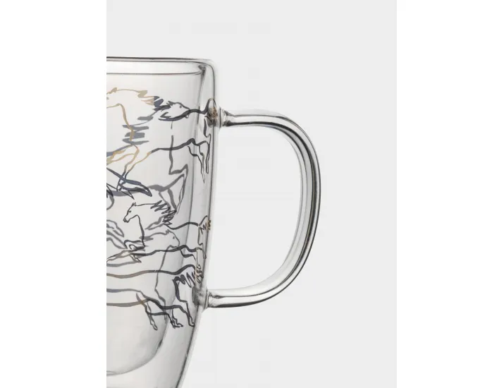 Кружка 370 мл золотистая Кони Anna Lafarg Wind-Horse