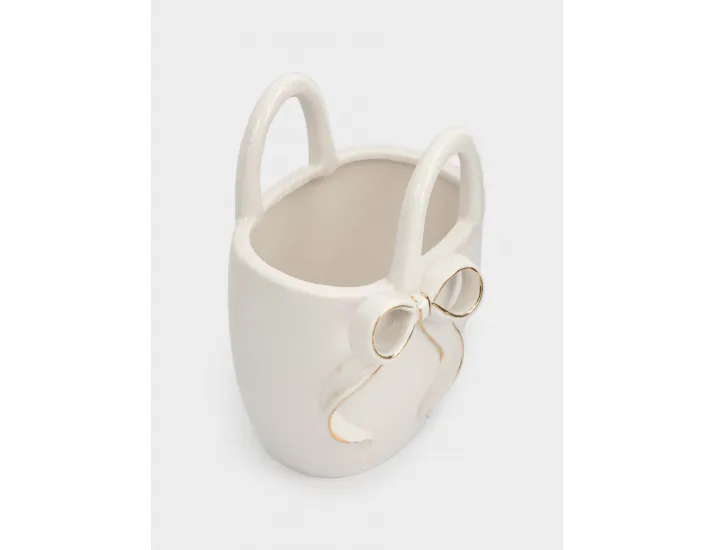 Ваза для цветов 16 см декоративная бело-золотистая Сумка с бантом Anna Lafarg Townlet