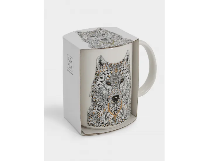 Кружка 500 мл белая Волк Anna Lafarg Wild