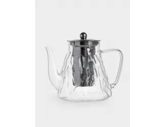 Чайник заварочный, 1 л, стекло Б/сталь, Мятая фактура