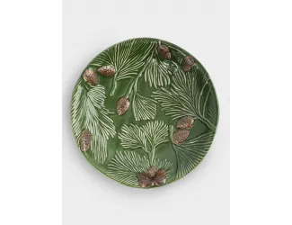 Блюдо глубокое, 26х5 см, керамика D, зеленое, Шишки на еловой ветке, Fir branch