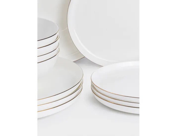 Набор обеденный 4 персоны 12 предметов белый с золотистым кантом Maxwell & Williams Кашемир Голд