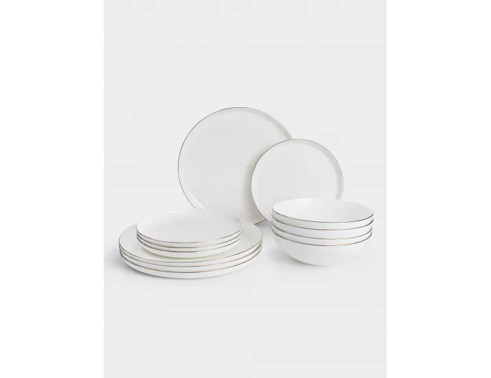 Набор обеденный 4 персоны 12 предметов белый с золотистым кантом Maxwell & Williams Кашемир Голд