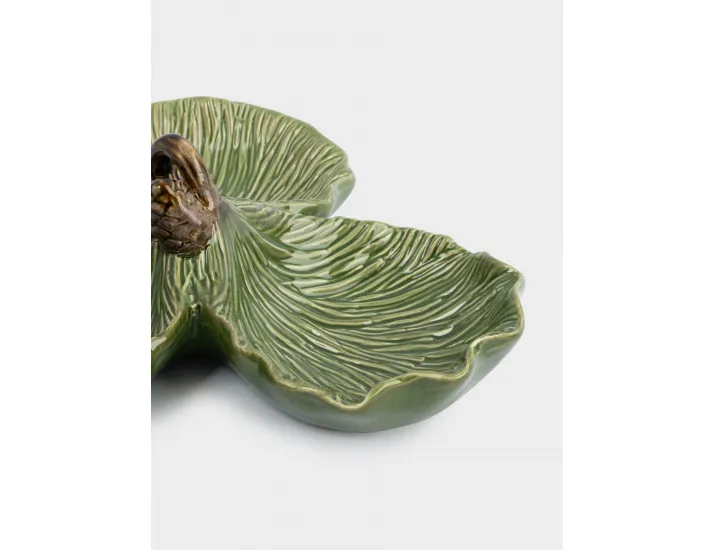 Менажница с декором 23 см 3 отделения зеленая Шишки на еловой ветке Anna Lafarg Fir branch