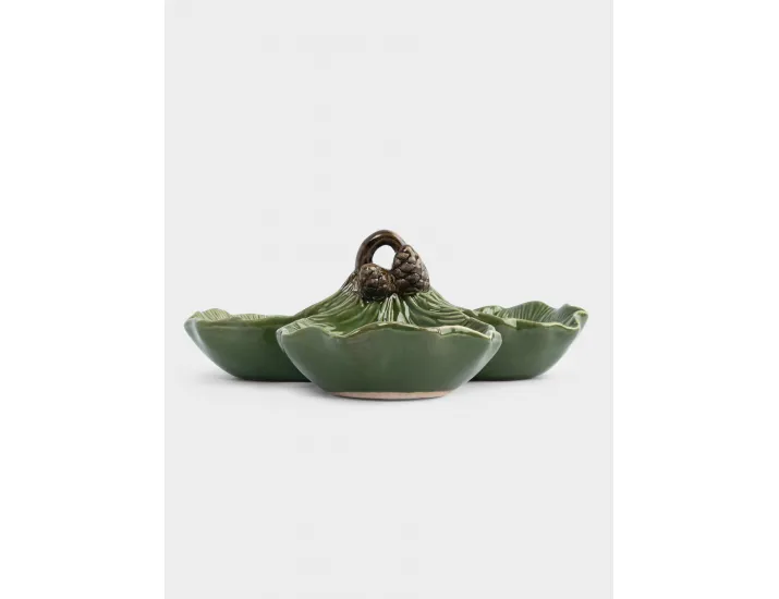 Менажница с декором 23 см 3 отделения зеленая Шишки на еловой ветке Anna Lafarg Fir branch