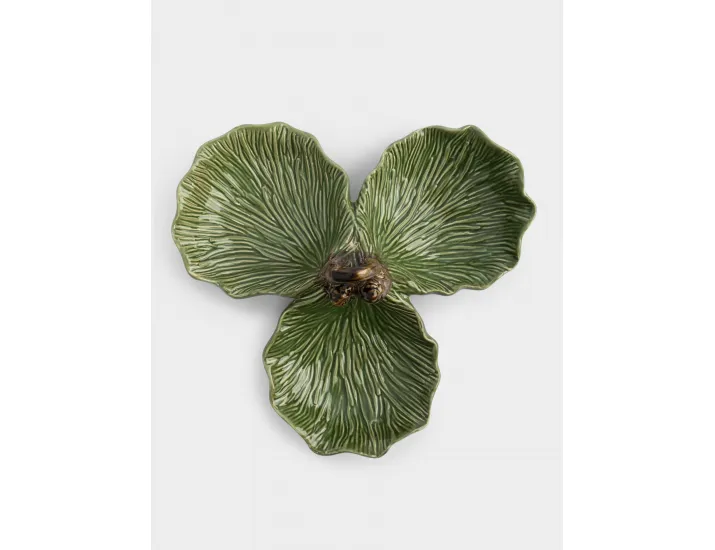 Менажница с декором 23 см 3 отделения зеленая Шишки на еловой ветке Anna Lafarg Fir branch