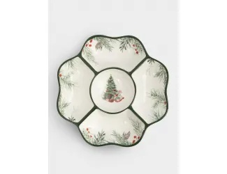 Менажница, 25 см, 5 отд, керамика D, зеленая, Лошадка у елки, Festival