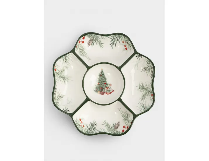 Менажница 25 см 5 отделений зеленая Лошадка у елки Anna Lafarg Festival