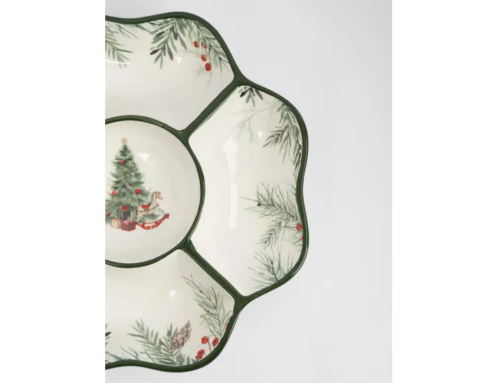 Менажница 25 см 5 отделений зеленая Лошадка у елки Anna Lafarg Festival