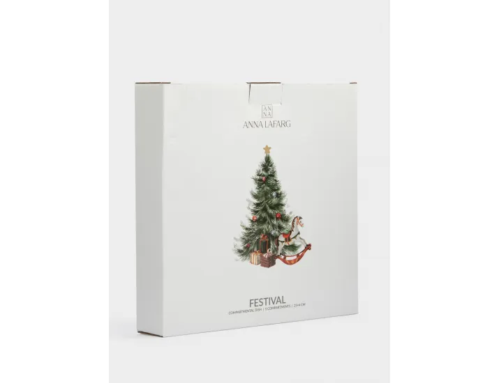 Менажница 25 см 5 отделений зеленая Лошадка у елки Anna Lafarg Festival