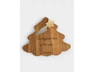 Набор для сыра, 2 пр, доска-блюдо, дерево/сталь, Елка со звездой, Timber