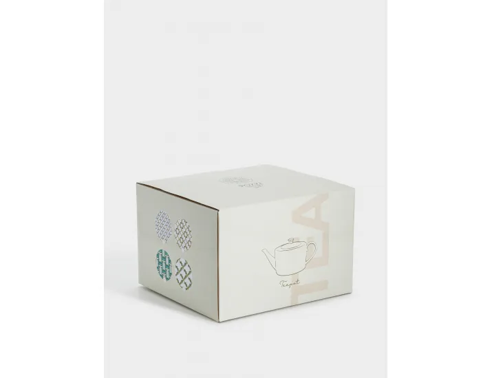 Чайник 1,2 л белый Еловые ветви с серо-зеленой полосой Pozzi Milano Rosita