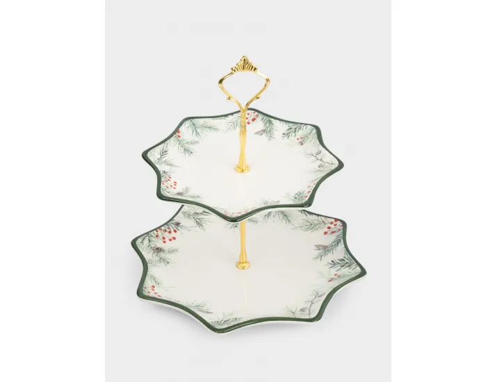 Подставка для пирожных 25х20/24 см 2 яруса Еловые ветки Anna Lafarg Festival