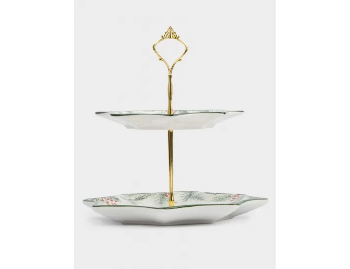 Подставка для пирожных 25х20/24 см 2 яруса Еловые ветки Anna Lafarg Festival