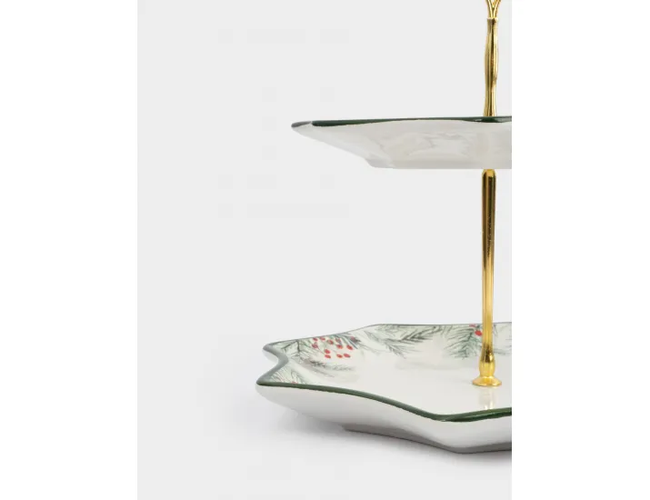 Подставка для пирожных 25х20/24 см 2 яруса Еловые ветки Anna Lafarg Festival