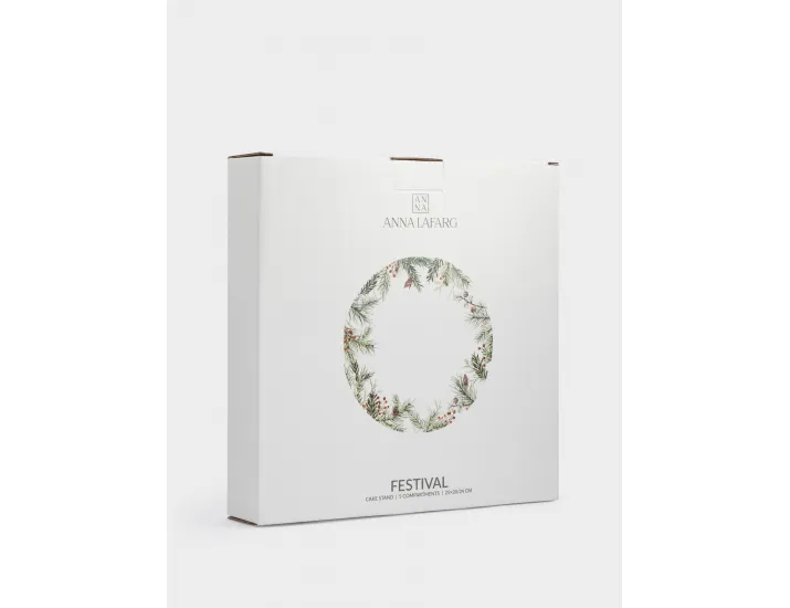 Подставка для пирожных 25х20/24 см 2 яруса Еловые ветки Anna Lafarg Festival