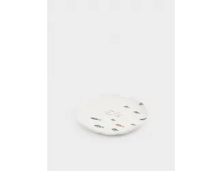 Тарелка обеденная, 25 см, керамика, белая, Рыбки, Sea world