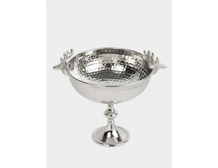 Блюдо на ножке, 26х32 см серебристое Anna Lafarg Олени Maral grey