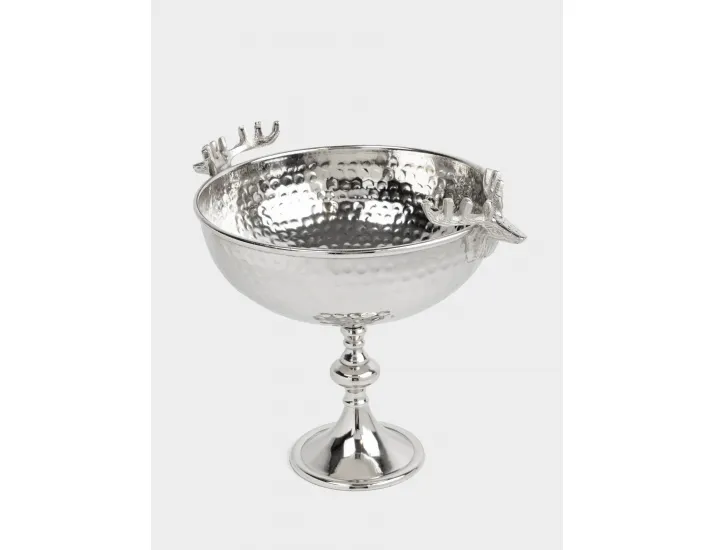 Блюдо на ножке, 26х32 см серебристое Anna Lafarg Олени Maral grey