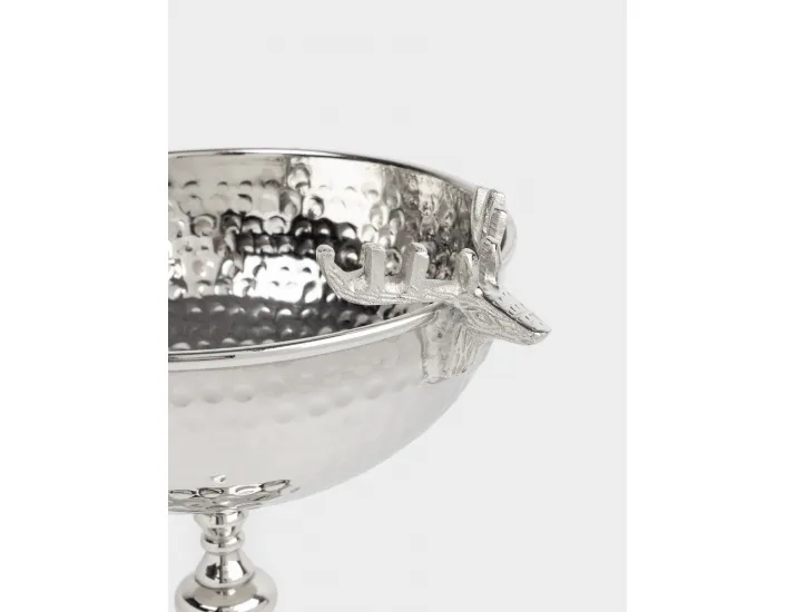 Блюдо на ножке, 26х32 см серебристое Anna Lafarg Олени Maral grey