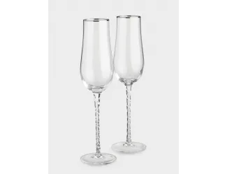 Бокал для шампанского, 230 мл, 2 шт, стекло, с серебристым кантом, Rhapsody