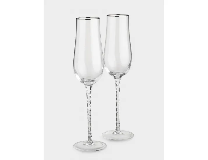 Бокал для шампанского 230 мл 2 шт с серебристым кантом Anna Lafarg Rhapsody