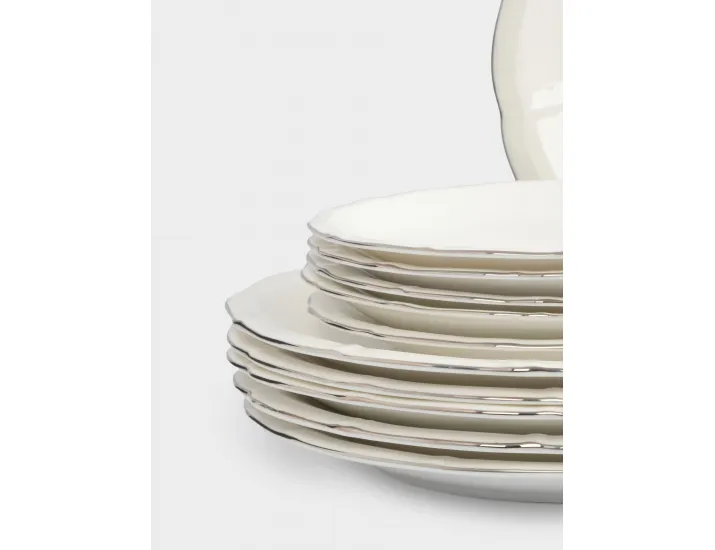 Сервиз обеденный 6 персон 18 предметов белый с серебристым кантом Anna Lafarg Dynasty