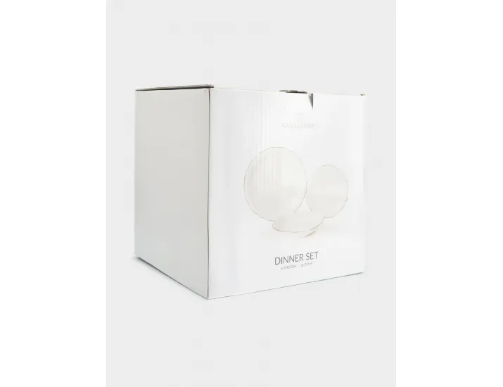 Сервиз обеденный 6 персон 18 предметов белый с серебристым кантом Anna Lafarg Dynasty