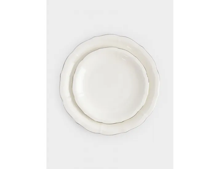 Сервиз обеденный 6 персон 18 предметов белый с серебристым кантом Anna Lafarg Dynasty