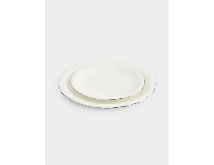 Сервиз обеденный 6 персон 18 предметов белый с серебристым кантом Anna Lafarg Dynasty