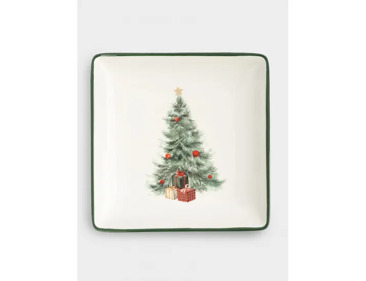 Блюдо 22х22 см квадратное зеленое Елка с подарками Anna Lafarg Festival