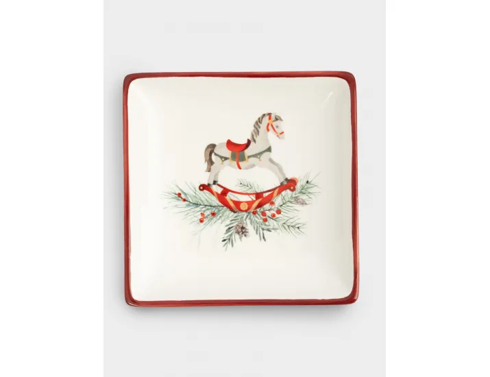 Блюдо 15х15 см квадратное красное Лошадка Anna Lafarg Festival