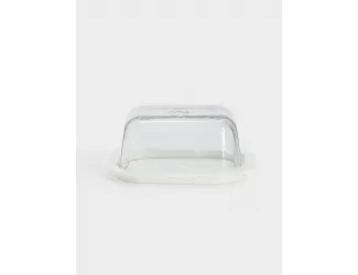 Масленка, 14 см, стекло/пластик, прямоугольная, белая, Basic