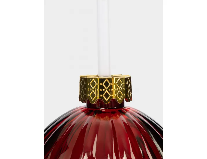 Банка для напитков 380 мл с крышкой и трубочкой красная Anna Lafarg Шар New year