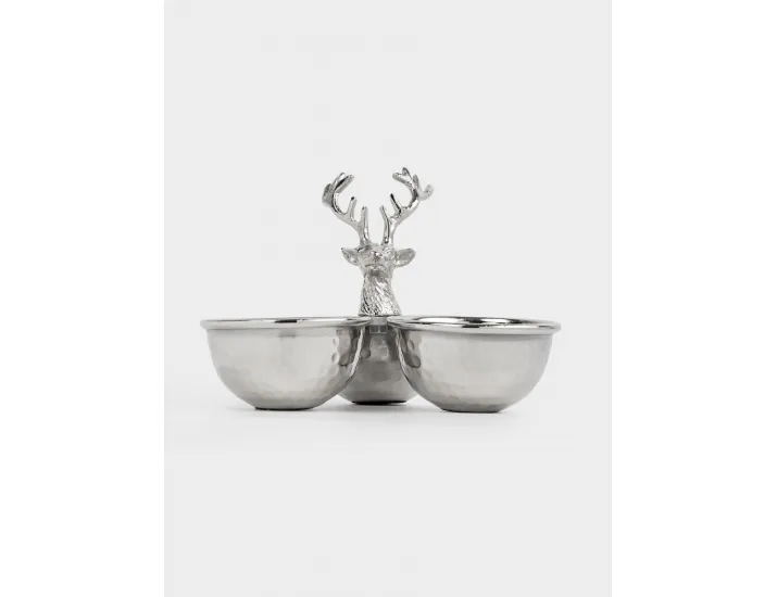 Менажница с декором 23х17 см 3 отделения с ручкой серебристая Олень Anna Lafarg Maral grey