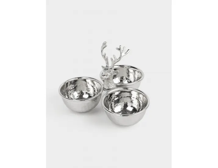 Менажница с декором 23х17 см 3 отделения с ручкой серебристая Олень Anna Lafarg Maral grey