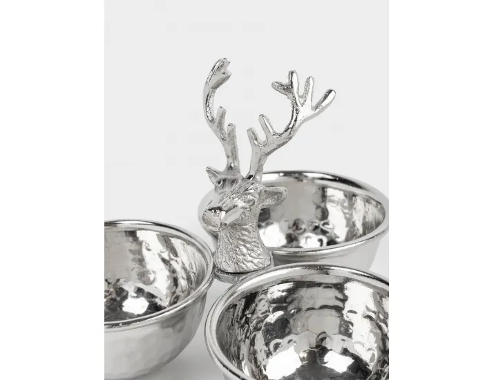 Менажница с декором 23х17 см 3 отделения с ручкой серебристая Олень Anna Lafarg Maral grey